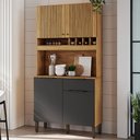Ver imagem 2 de Cozinha Compacta Moscato 1 Gaveta 4 Portas 100% Mdf Amêndoa/chumbo - Rio Doce