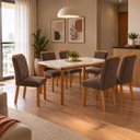 Ver imagem 1 de Conjunto de Mesa de Jantar Dublin 180 Tp MDF Canto Copo 6 Cadeiras Irlanda