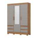Ver imagem 2 de Guarda-Roupa 03 Portas 04 Gavetas com Espelho Lema Cinza/Nature