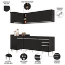 Ver imagem 3 de Armário de Cozinha Modulado de Canto Direito 4 Peças Cp40 Balcão sem Tampo Preto - Lumil Lumil Móvei