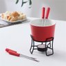 Conjunto Fondue Completo em Cerâmica Vermelho Premium Queijo, Chocolate e Carne com Fogareiro e Garf - 7