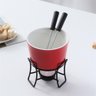Conjunto Fondue Completo em Cerâmica Vermelho Premium Queijo, Chocolate e Carne com Fogareiro e Garf - 4