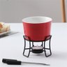 Conjunto Fondue Completo em Cerâmica Vermelho Premium Queijo, Chocolate e Carne com Fogareiro e Garf - 3