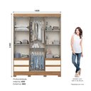Ver imagem 3 de Guarda-Roupa 3 Portas 4 Gavetas com Kit Espelho B55 Off White/Nature