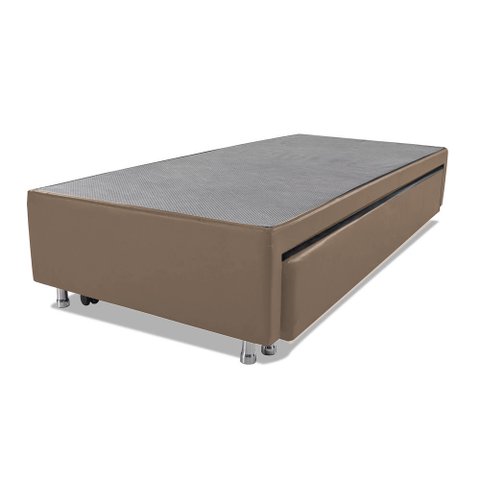 Base Box Solteiro com Auxiliar Espuma Sintético Bege 50x88x188
