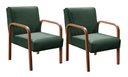 Ver imagem 1 de Kit 2 Poltronas Anita Conjunto Cadeiras Moderna Braço Madeira Verde 270