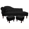 Divã Recamier Namoradeira Larissa 185cm com Capitonê - Direita + 02 Puffs Retrô Suede:preto - 1