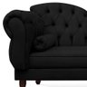 Divã Recamier Namoradeira Larissa 185cm com Capitonê - Direita + 02 Puffs Retrô Suede:preto - 2