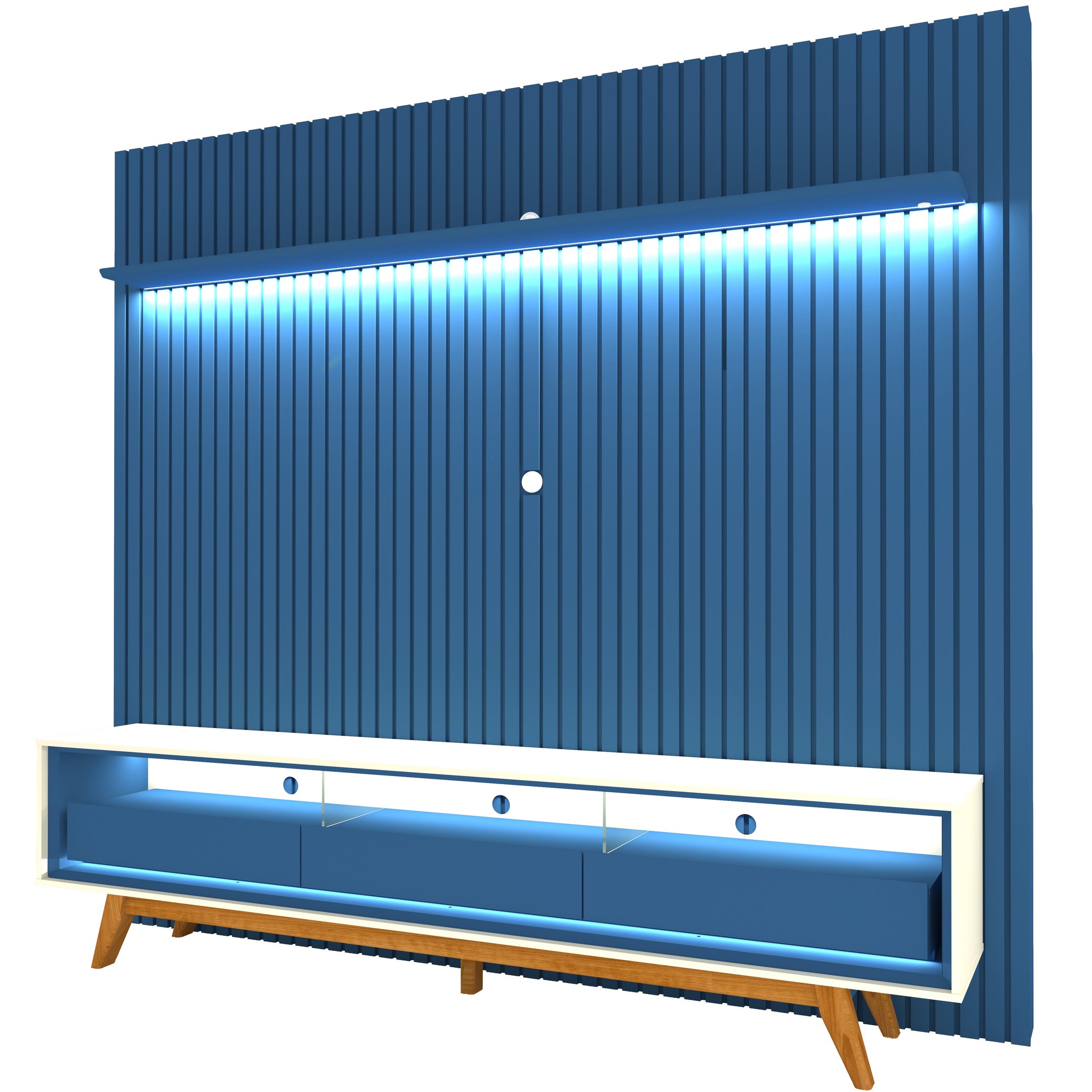 Rack com Painel Ripado para Tv até 85 Polegadas Led 3 Gavetas com Pés 230cm Nobre - 3