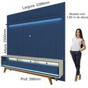 Ver imagem 4 de Rack com Painel Ripado para TV até 90 Polegadas 100% MDF com LED 228,8CMX308CM Pés em Madeira Maciça 3 Gavetas Nobre Azul