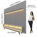 Ver imagem 5 de Rack com Painel Ripado para TV até 90 Polegadas 100% MDF com LED 228,8CMX308CM Pés em Madeira Maciça 3 Gavetas Nobre Cinza