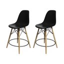 Ver imagem 1 de Kit 2 Banquetas Eames Eiffel de Madeira Assento Preto