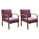 Ver imagem 1 de Kit 2 Poltronas Anita Conjunto Cadeiras Moderna Braço Madeira Roxo 380