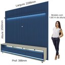 Ver imagem 5 de Rack com Painel Ripado para TV até 90 Polegadas 100% MDF com LED 229CMX295CM 3 Gavetas com Rodízios Naturale Yescasa Azul