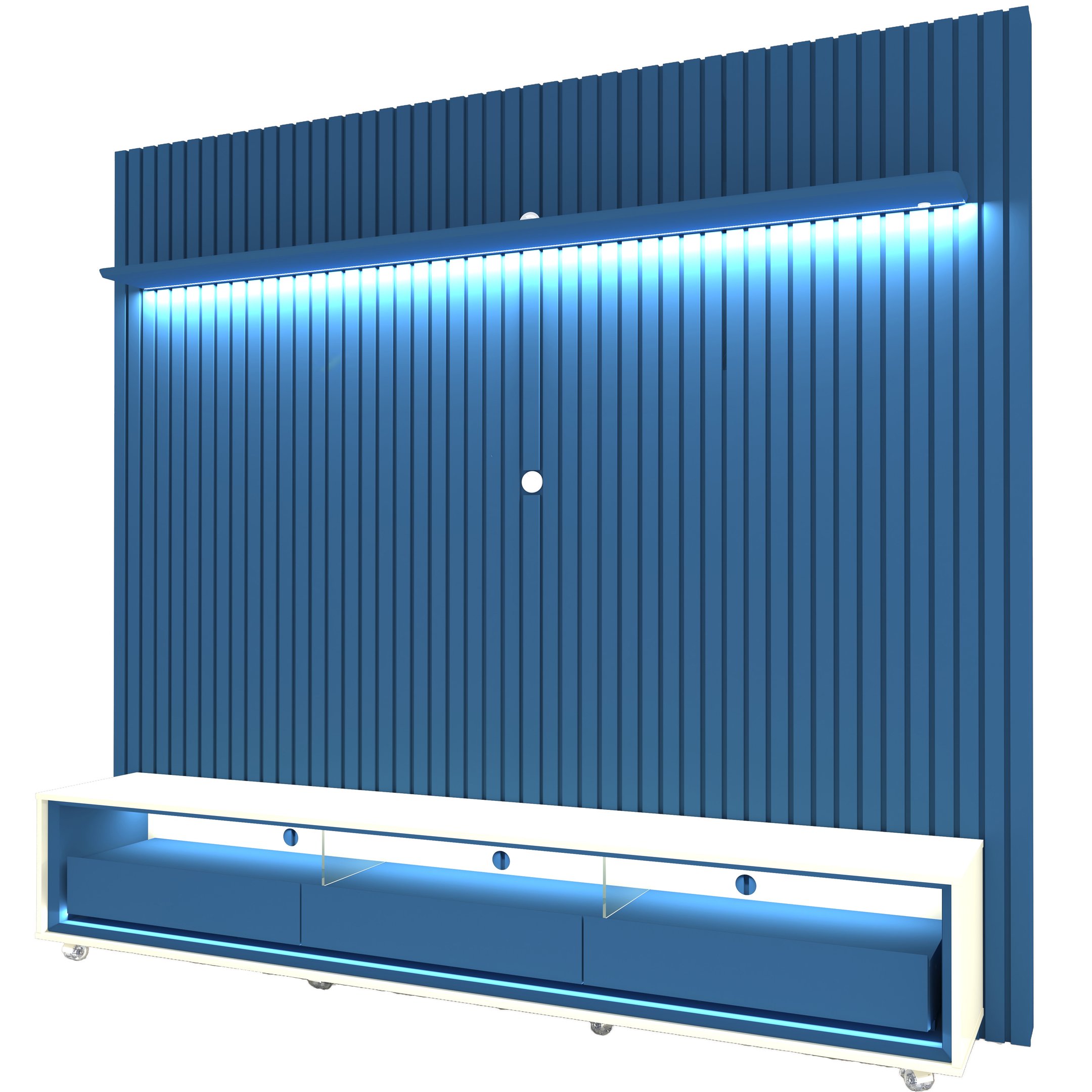 Rack com Painel Ripado para Tv até 85 Polegadas Led 3 Gavetas com Rodízios 230cm Naturale - 3