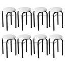 Ver imagem 1 de Kit 8 Banquetas Baixas para Cozinha em Aço Manu Sintético I01 Preto/Branco - Mpozenato