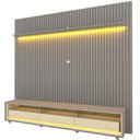 Ver imagem 3 de Rack com Painel Ripado para TV até 90 Polegadas 100% MDF com LED 228,8CMX295CM 3 Gavetas com Rodízios Naturale Yescasa Cinza