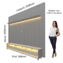Ver imagem 5 de Rack com Painel Ripado para TV até 90 Polegadas com LED 100% MDF 228,8cmx295cm 3 Gavetas com Rodízios Naturale