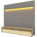 Ver imagem 3 de Rack com Painel Ripado para TV até 90 Polegadas 100% MDF com LED 228,8CMX295CM 3 Gavetas com Rodízios Naturale Yescasa Cinza