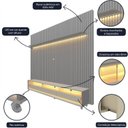 Ver imagem 6 de Rack com Painel Ripado para TV até 90 Polegadas 100% MDF com LED 228,8CMX295CM 3 Gavetas com Rodízios Naturale Yescasa Cinza