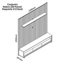 Ver imagem 4 de Rack com Painel Ripado para TV até 90 Polegadas 100% MDF com LED 228,8CMX295CM 3 Gavetas com Rodízios Naturale Yescasa Cinza