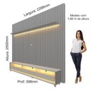 Ver imagem 5 de Rack com Painel Ripado para TV até 90 Polegadas 100% MDF com LED 228,8CMX295CM 3 Gavetas com Rodízios Naturale Yescasa Cinza