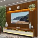 Ver imagem 2 de Rack com Painel Ripado para Tv até 90 Polegadas Led 3 Gavetas com Rodízios 230cm Naturale 100% MDF