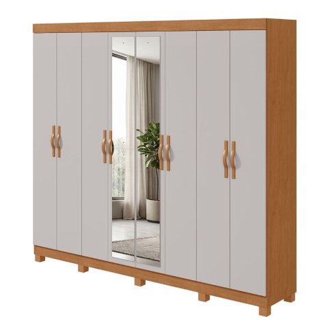 Guarda Roupas Casal com Espelho 8 Portas 6 Gavetas 100% MDF Serena