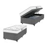 Baú Solteiro Suede Cinza + Colchão D33 One Face Branco - E-shop Casa - 1