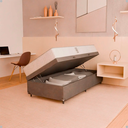 Ver imagem 7 de Cama Baú Solteiro Suede Cinza + Colchão D33 One Face Branco - e-Shop Casa