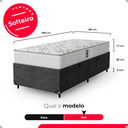 Ver imagem 3 de Cama Baú Solteiro Suede Cinza + Colchão D33 One Face Branco - e-Shop Casa