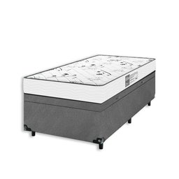 Baú Solteiro Suede Cinza + Colchão D33 One Face Branco - E-shop Casa - 5