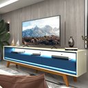 Ver imagem 1 de Rack para TV até 85 Polegadas com LED 100% MDF 211,4cm Pés em Madeira Maciça Requinte Azul