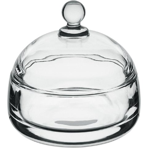 Potiche Decorativo de Vidro Transparente 9x10x10cm Tampa Enfeite Sala Mesa