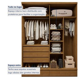 Guarda-roupa 4 Portas 3 Gavetas 100% Mdf Urbano - 4