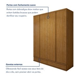 Guarda Roupa Casal 4 Portas com 5 Gavetas 100% MDF Urbano - 12