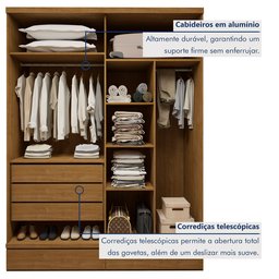 Guarda-roupa 4 Portas 3 Gavetas 100% Mdf Urbano - 3