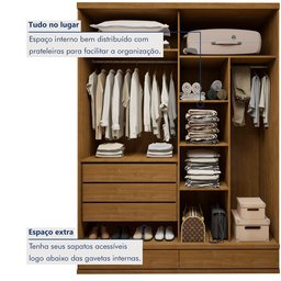 Guarda Roupa Casal 4 Portas com 5 Gavetas 100% MDF Urbano - 10