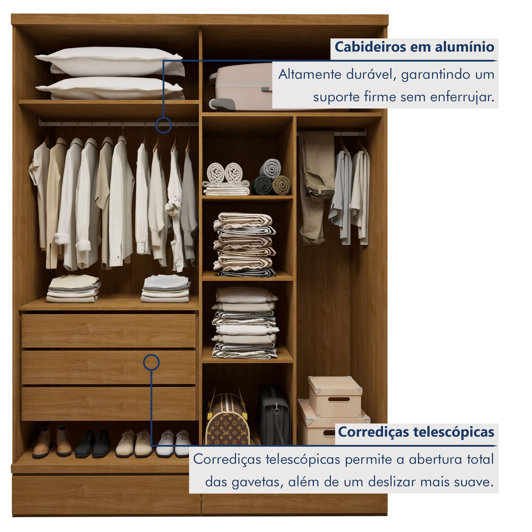 Guarda-roupa 4 Portas 3 Gavetas 100% Mdf Urbano - 3