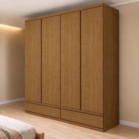 Guarda Roupa Casal 4 Portas com 5 Gavetas 100% MDF Urbano