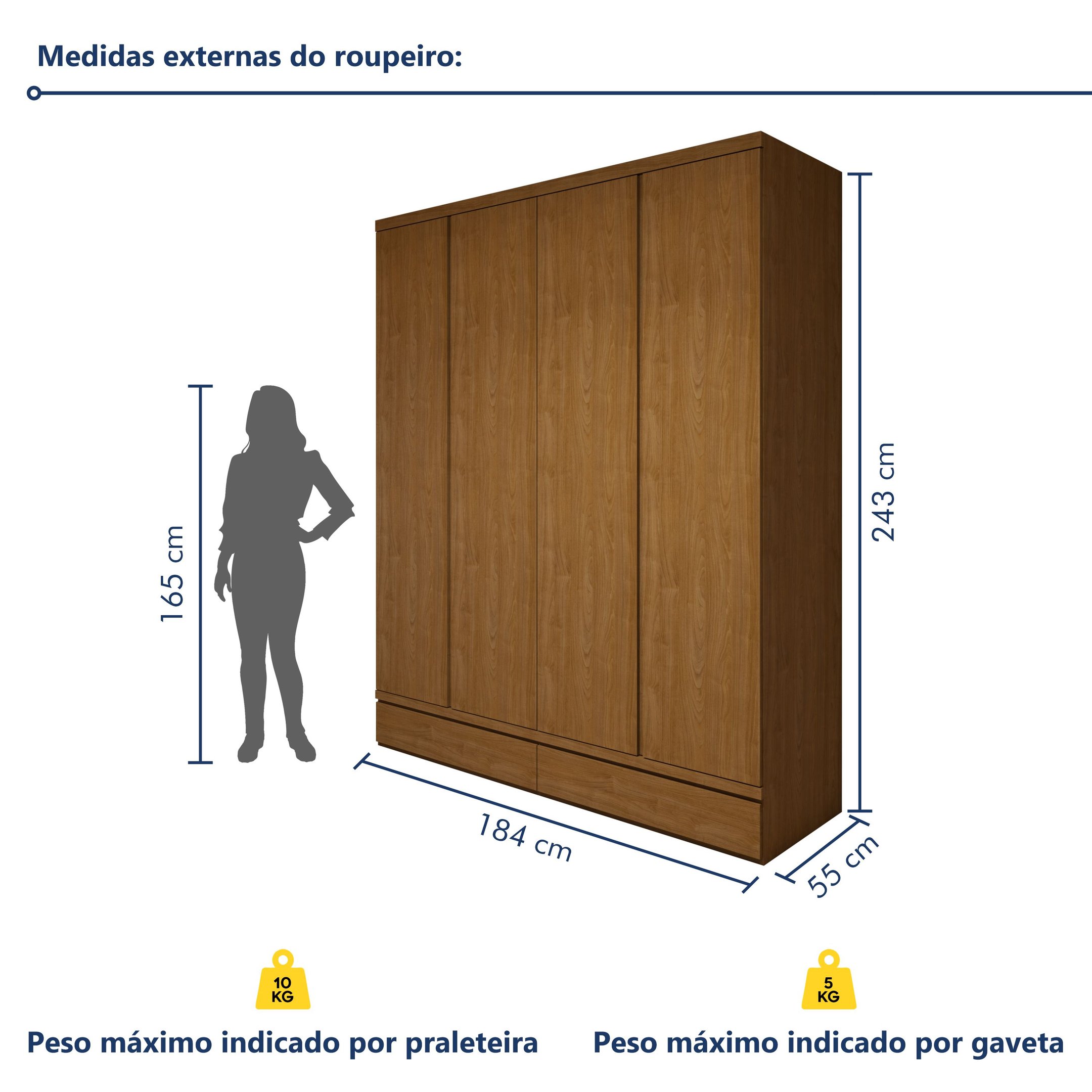 Guarda-roupa 4 Portas 3 Gavetas 100% Mdf Urbano - 7