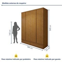 Guarda Roupa Casal 4 Portas com 5 Gavetas 100% MDF Urbano - 3
