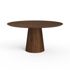 Mesa de Jantar Redonda 160cm Scandi 9 Lugares Lamina Natural de Madeira Castanho