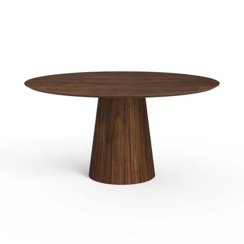 Mesa de Jantar Redonda 160cm Scandi 9 Lugares Lamina Natural de Madeira Castanho