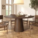 Ver imagem 2 de Mesa de Jantar Redonda 160cm Scandi 9 Lugares Lamina Natural de Madeira Castanho