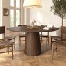 Mesa de Jantar Redonda 160cm Scandi 9 Lugares Lamina Natural de Madeira Castanho - 2
