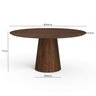 Mesa de Jantar Redonda 160cm Scandi 9 Lugares Lamina Natural de Madeira Castanho - 4