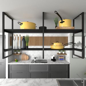 Prateleira Industrial Suspensa prateleira industrial cozinha prateleira suspensa teto preta