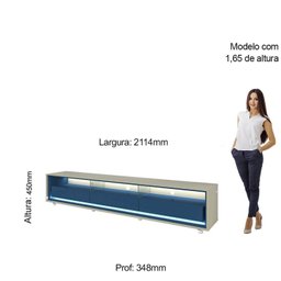 Rack para TV até 85 Polegadas com LED 100% MDF 211,4cm Rodízios Requinte Azul - 4 Rack para TV até 85 Polegadas com LED 100% MDF 211,4cm Rodízios Requinte Azul - 4