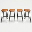 Ver imagem 1 de Kit 04 Banquetas Altas Cozinha e Área Gourmet Vik Estofada Couríssimo Whisky - Desk Design